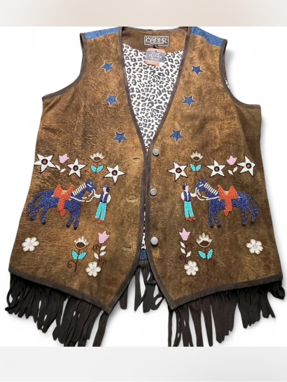💥SOLD💥NWT Madison Creek Genuine Suede Vest with fringe and beading, XL